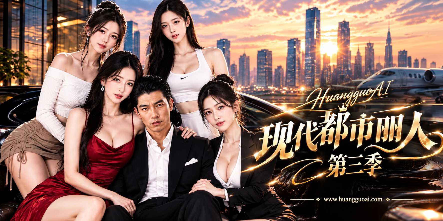 AI原创黄果《现代都市丽人》第三季红唇按嘴封口黑丝女夜景骑乘转身后入